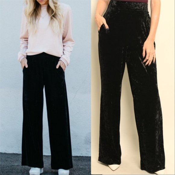 CHIC DOLLZ Black Velvet Pants - Picture 2 of 4